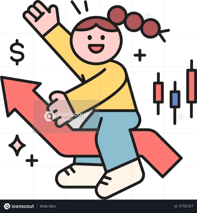 Girl getting stock market growth  Illustration