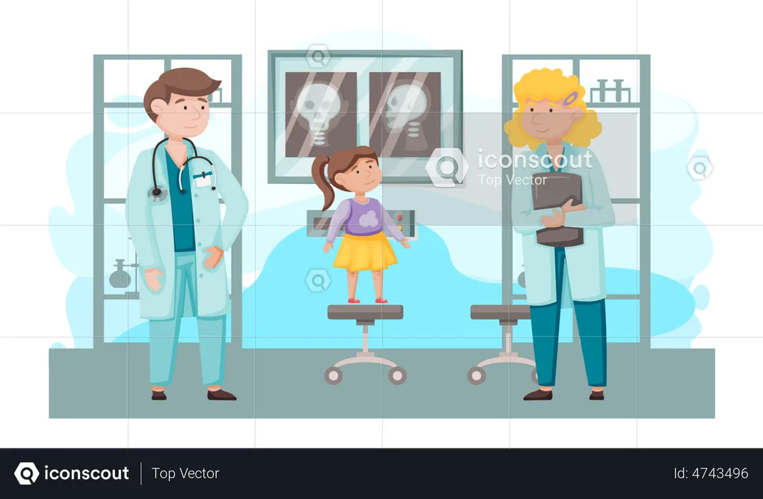 Girl getting treatment from doctors  Illustration