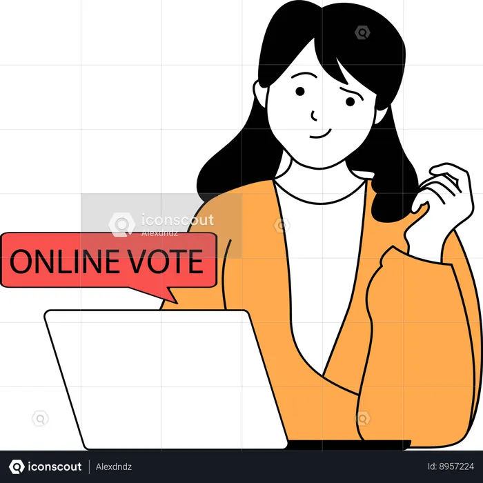 Girl gives her online vote  Illustration