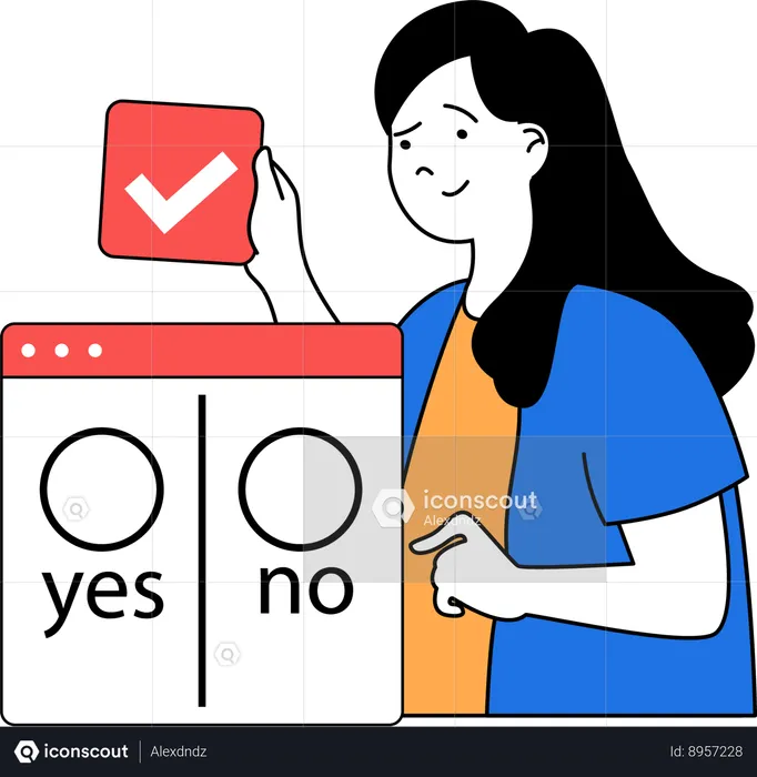 Girl gives her vote to winning party  Illustration