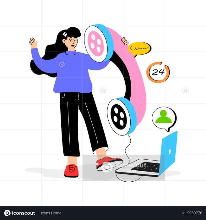 Girl giving 24 hours service  Illustration