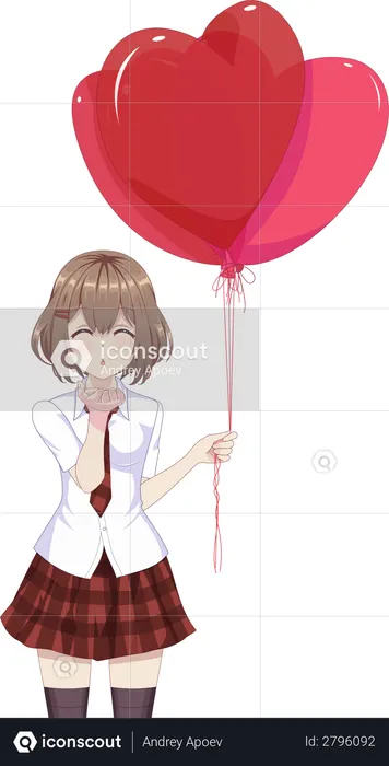 Girl giving flying kiss  Illustration