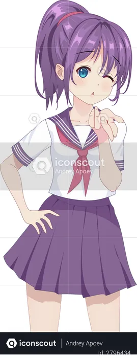 Girl giving flying kiss  Illustration