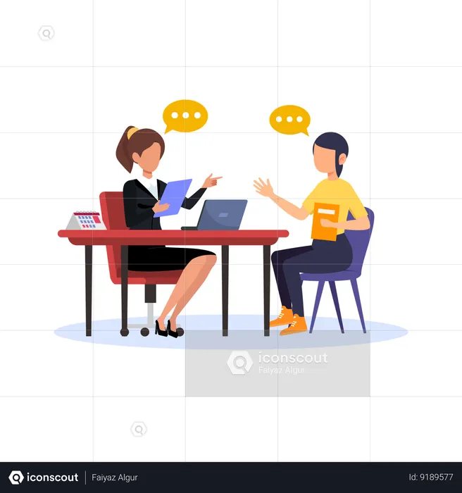 Girl giving interview  Illustration