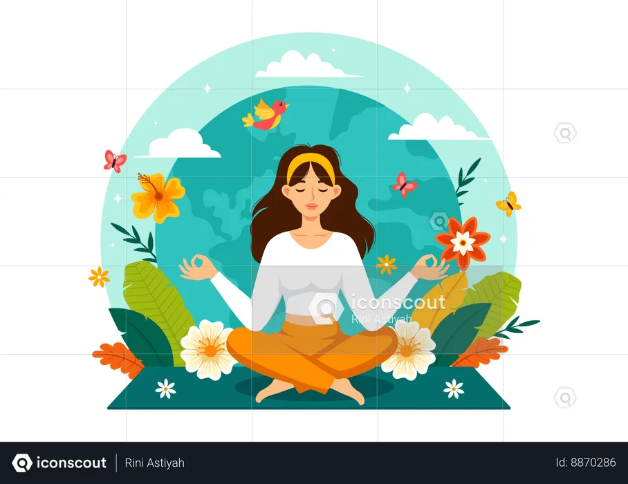 Girl giving meditation pose  Illustration