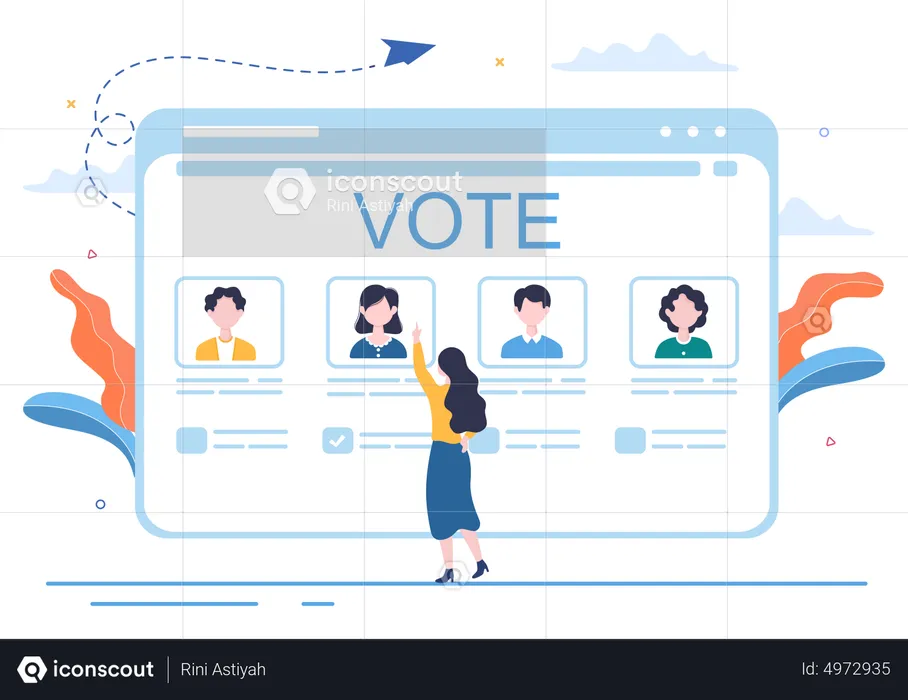 Girl giving online vote  Illustration