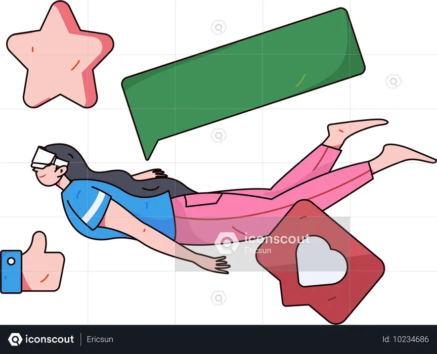 Girl giving review online  Illustration