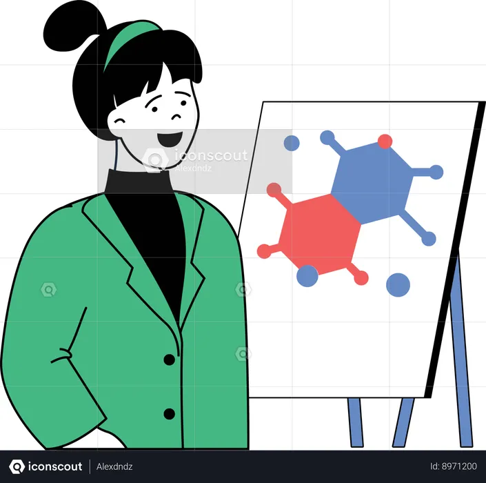 Girl giving science presentation  Illustration
