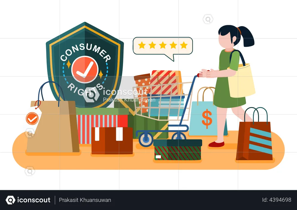 Girl giving shopping review  Illustration