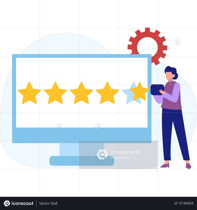 Girl giving star ratings  Illustration