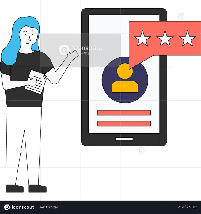 Girl giving user feedback  Illustration