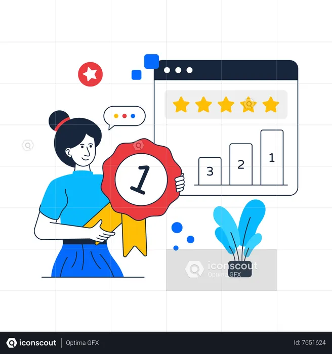 Girl giving Website Ranking  Illustration