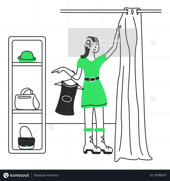 Girl goes to the fitting room  Illustration