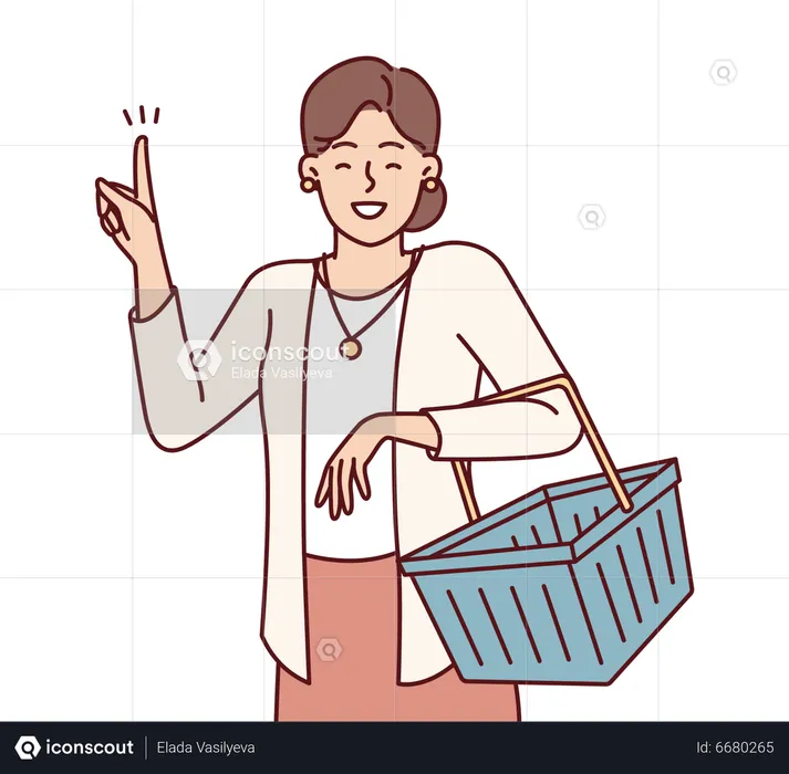 Girl going for shopping with empty basket  Illustration