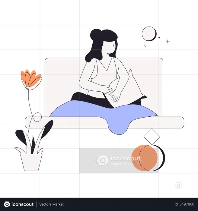 Girl going for sleep on bed  Illustration