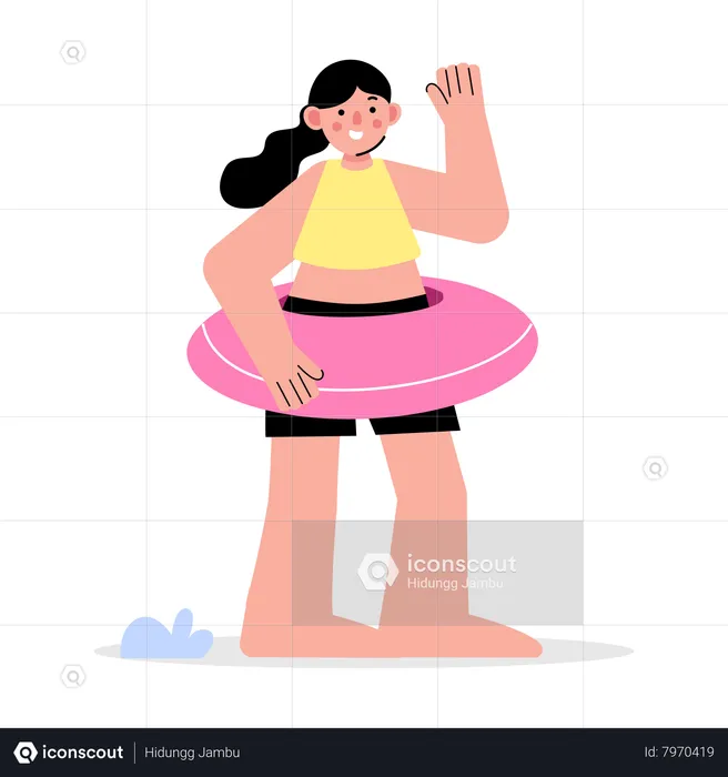 Girl going for swimming  Illustration