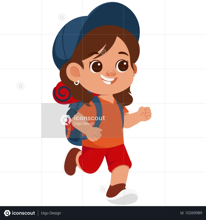 Girl going on a hiking adventure  Illustration