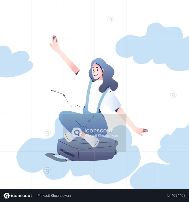 Best Girl going on vacation Illustration download in PNG & Vector format