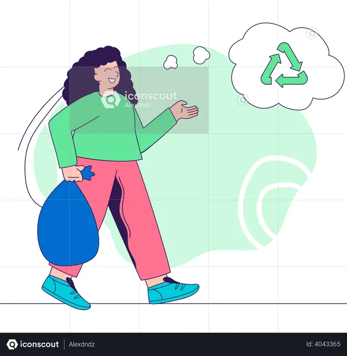 Girl going to recycle waste  Illustration