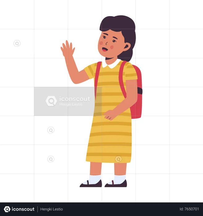 Girl going to school  Illustration