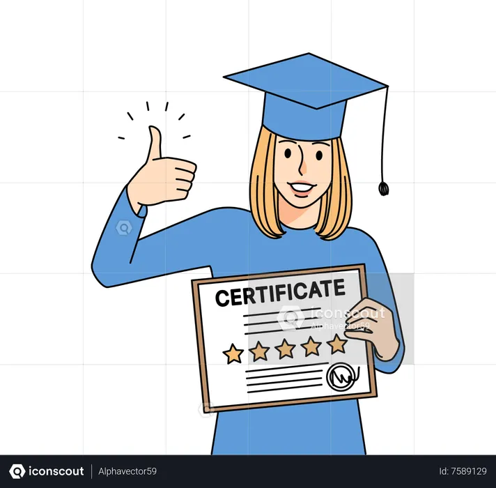 Girl got graduation certificate  Illustration