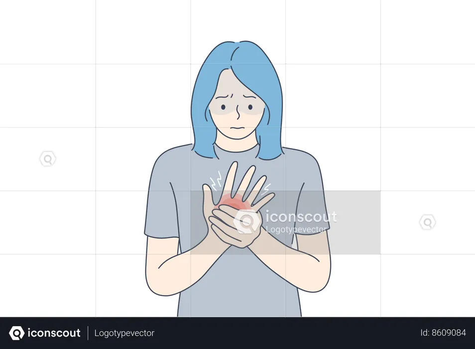 Girl got swollen in hand  Illustration