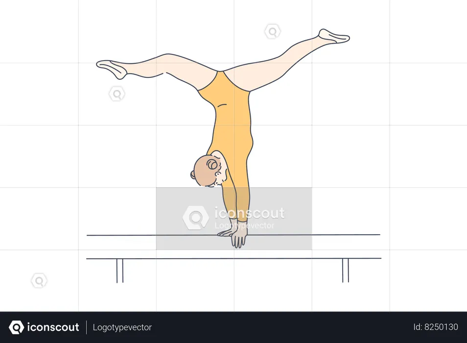 Girl gymnast hand standing  Illustration
