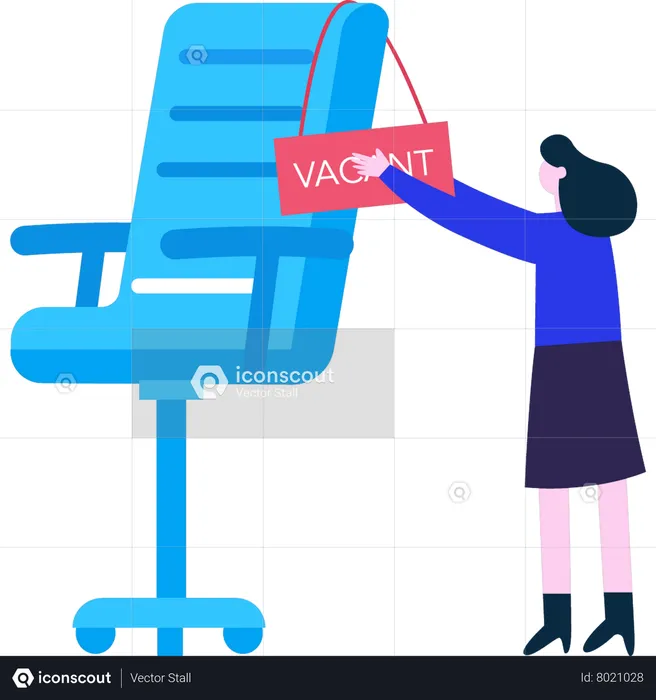 Girl hanging job vacancy board  Illustration