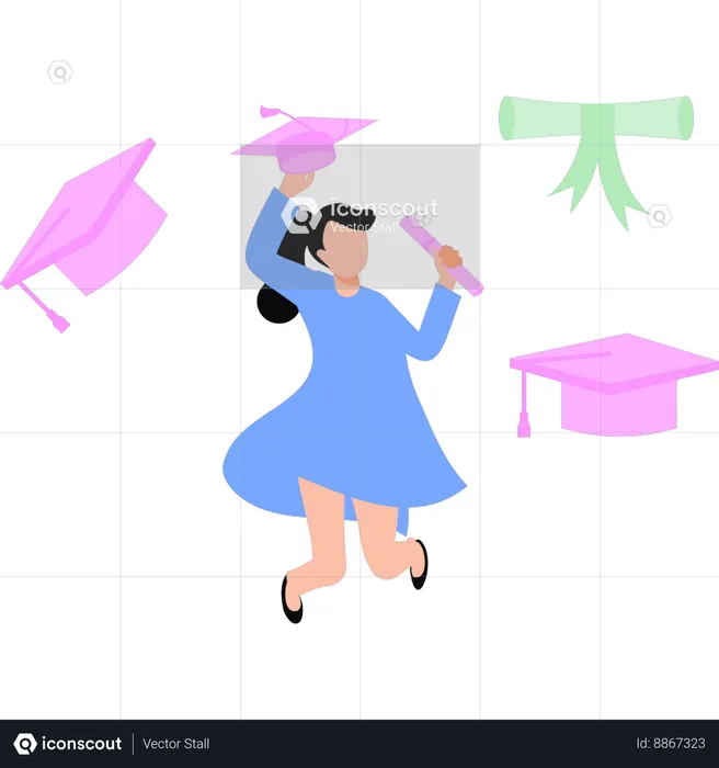 Girl happy after graduation  Illustration