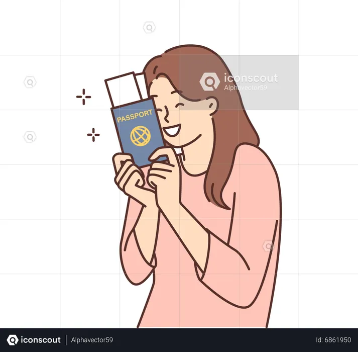 Best Girl Happy After Receiving Passport Illustration Download In Png And Vector Format 3384