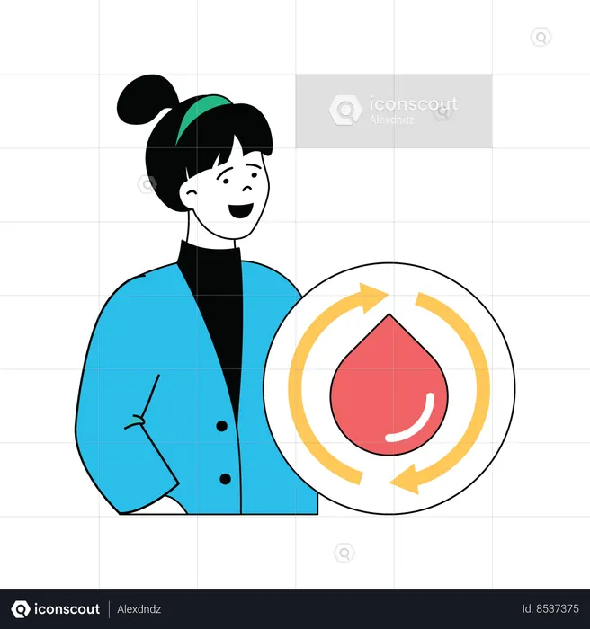 Girl happy with renewable water  Illustration
