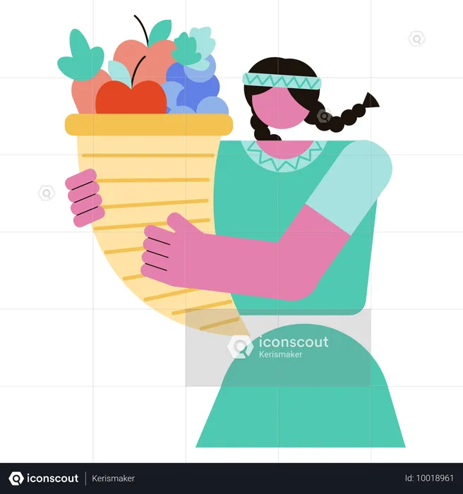 Girl harvesting fruits  Illustration