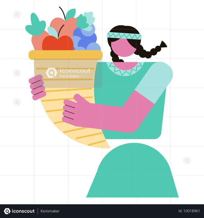 Girl harvesting fruits  Illustration