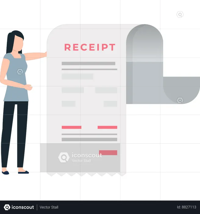 Girl has a receipt paper  Illustration