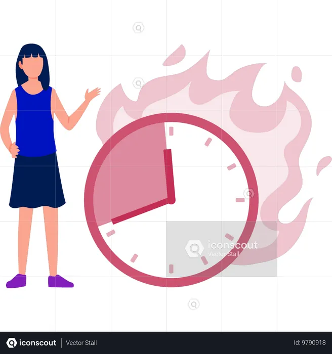 Girl has little time left  Illustration