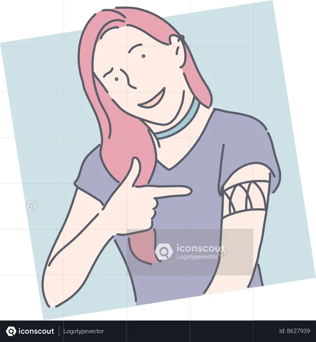 Girl has made tattoo on her arm  Illustration
