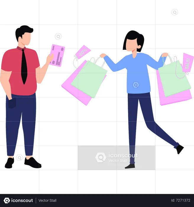 Girl has shopping bags  Illustration