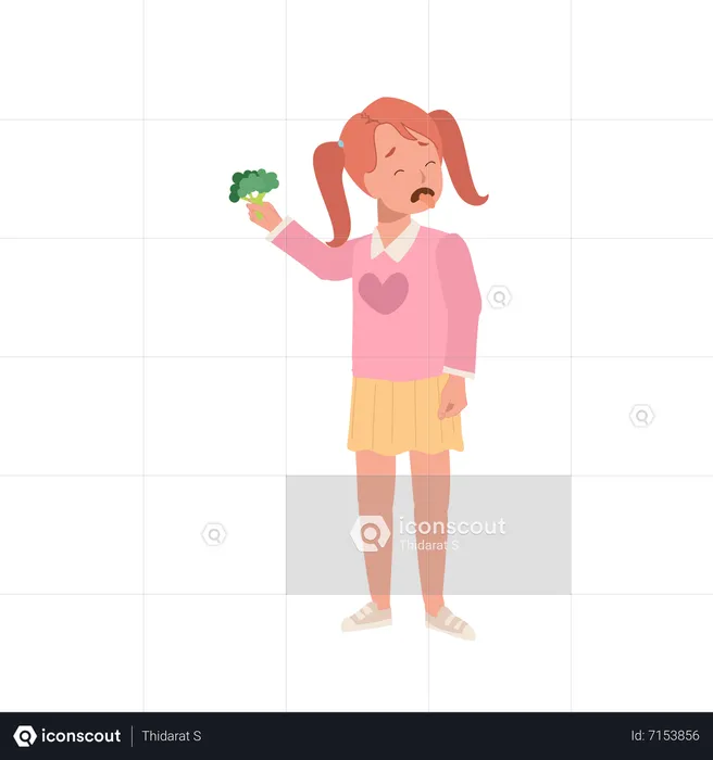 Girl hate broccoli  Illustration
