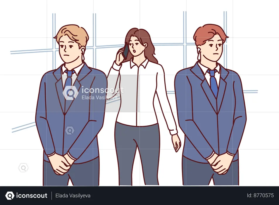 Girl have bodyguards surrounded  Illustration
