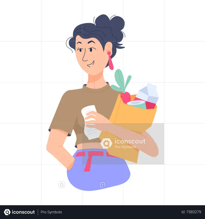Girl have grocery list  Illustration