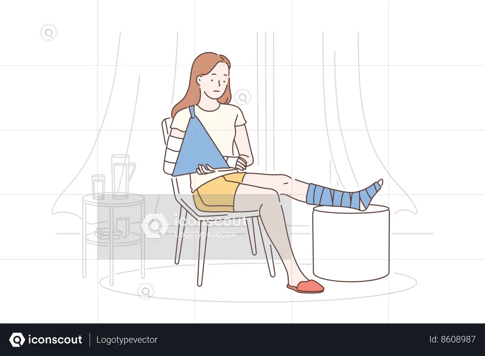 Girl have leg injury  Illustration