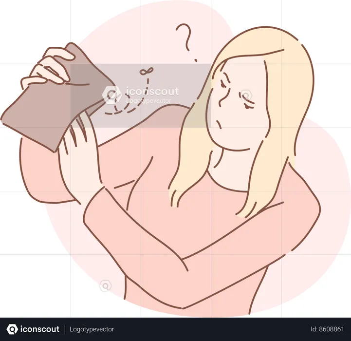 Girl have no money in her wallet  Illustration
