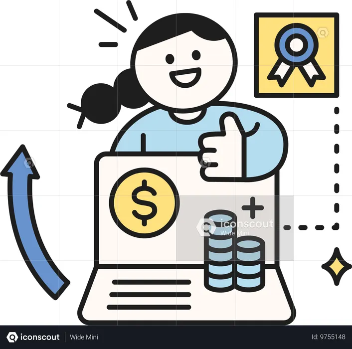 Girl having bank certificate  Illustration