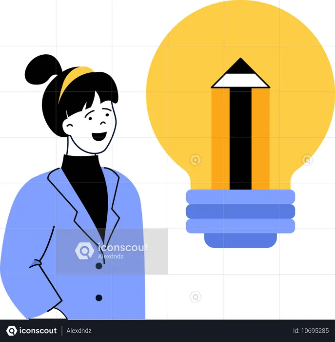 Girl having creative design idea  Illustration