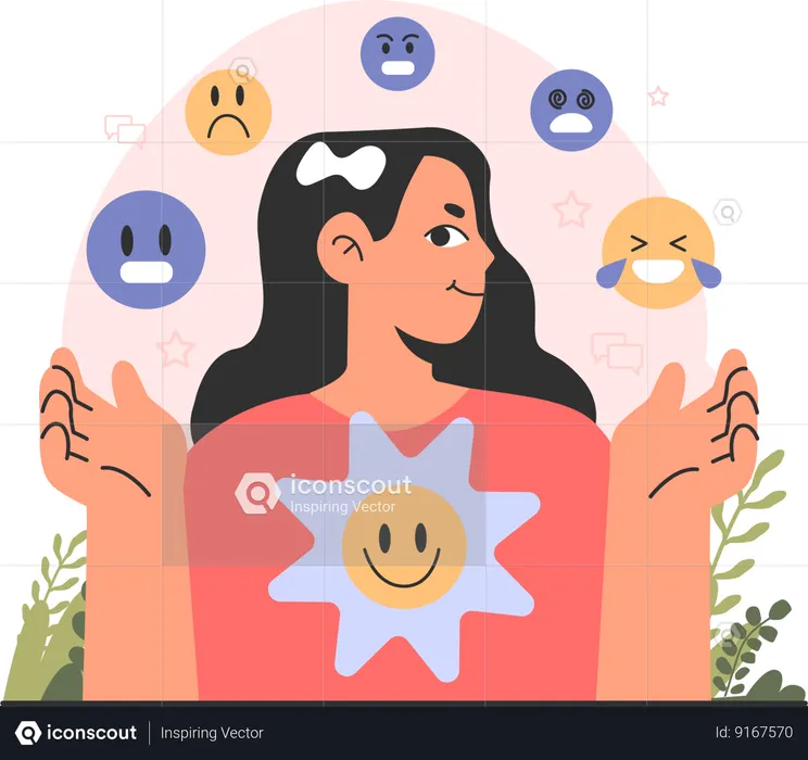 Girl having different emotions  Illustration