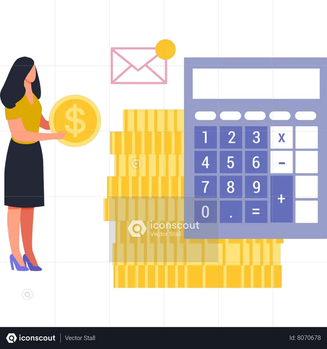 Girl Having Dollar Coin  Illustration