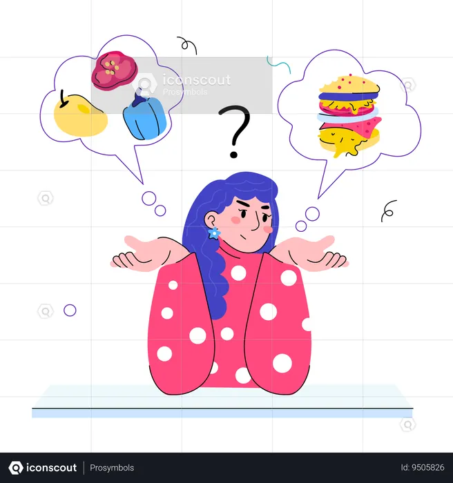 Girl having Food Thoughts  Illustration
