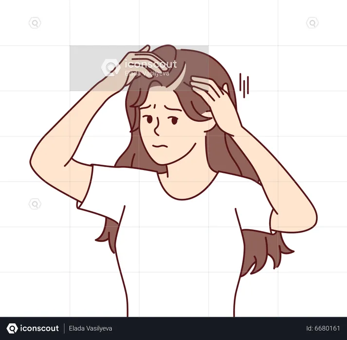 Girl having hair loss problem  Illustration