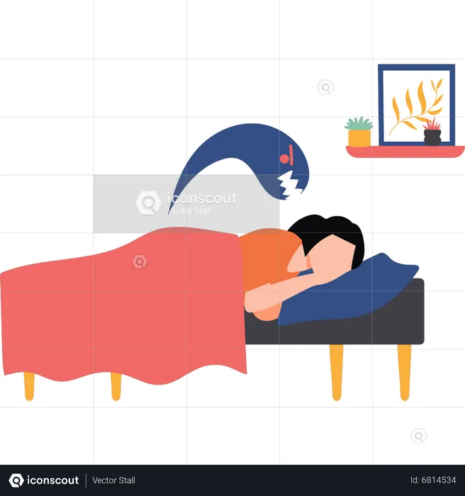 Girl having horrific dream  Illustration