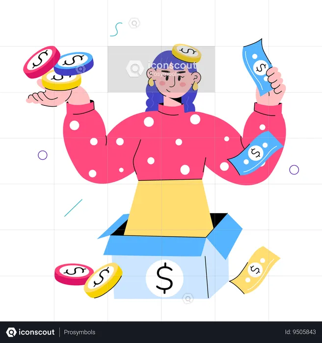 Girl having Income profit  Illustration